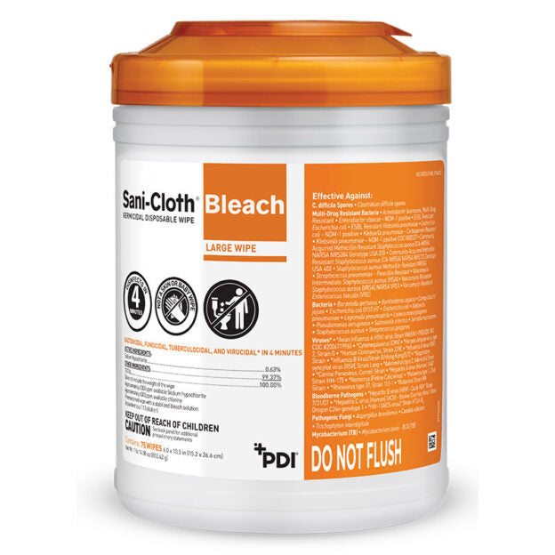 P54072 - Sani-Cloth® Bleach Germicidal Disposable Wipe - Large Canisters (18 Canisters)