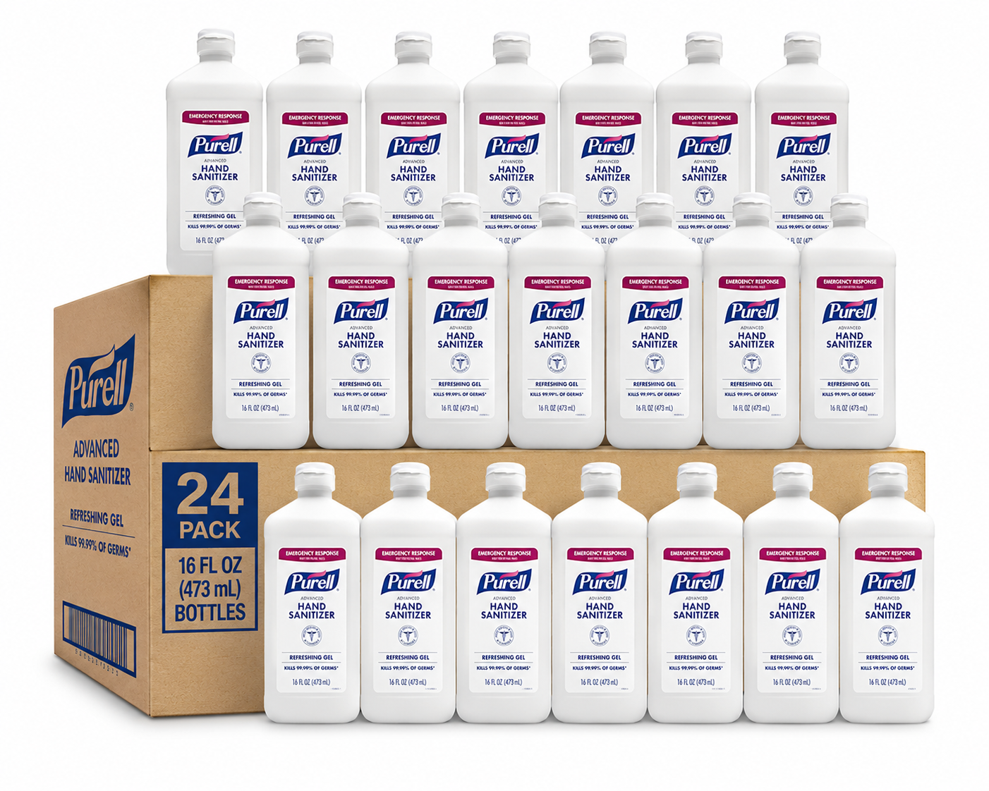 PURELL Advanced Hand Sanitizer Refreshing Gel 16 oz Bottles Bulk 24 Pack Case