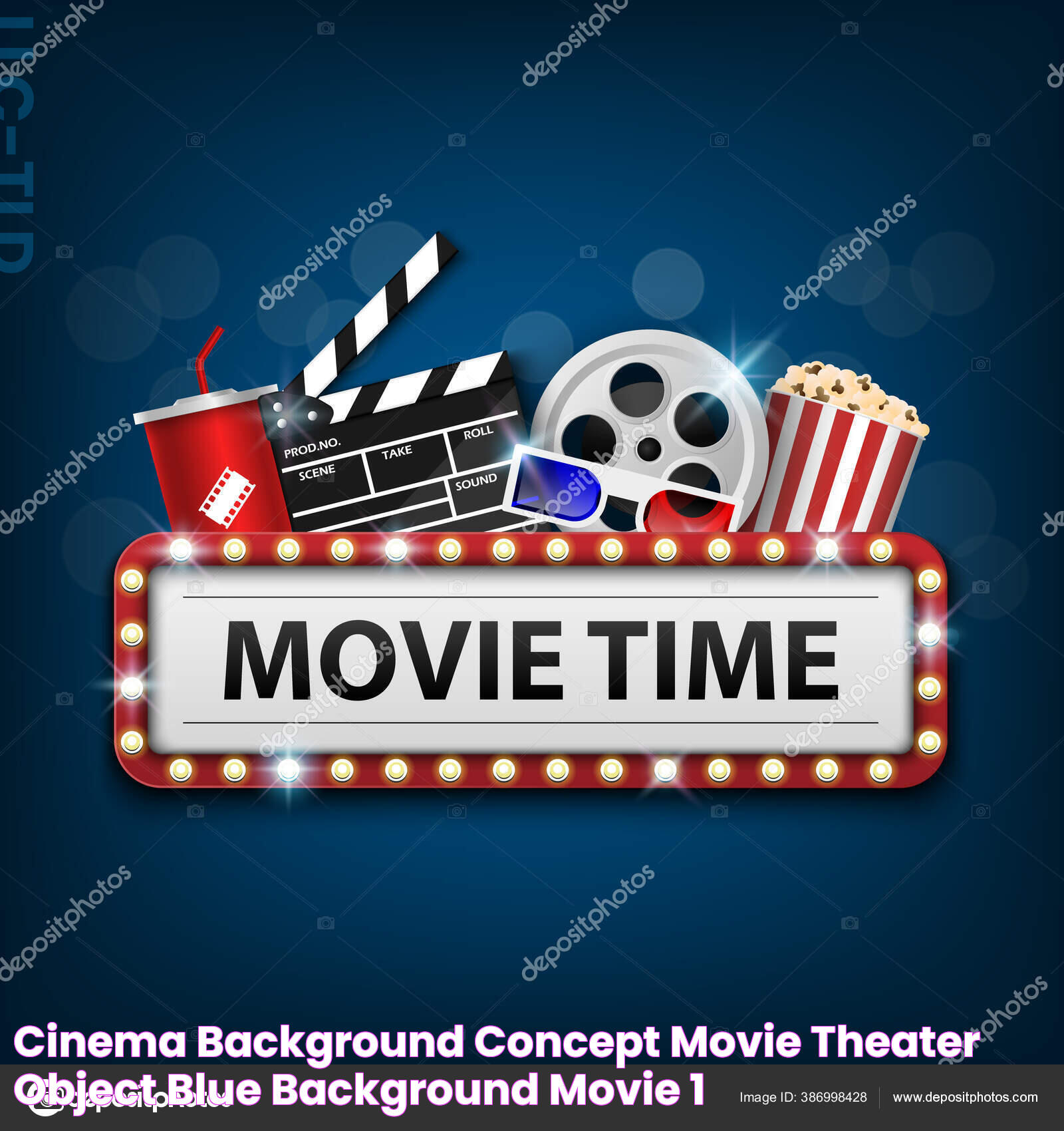 Cinema Background Concept Movie Theater Object Blue Background Movie