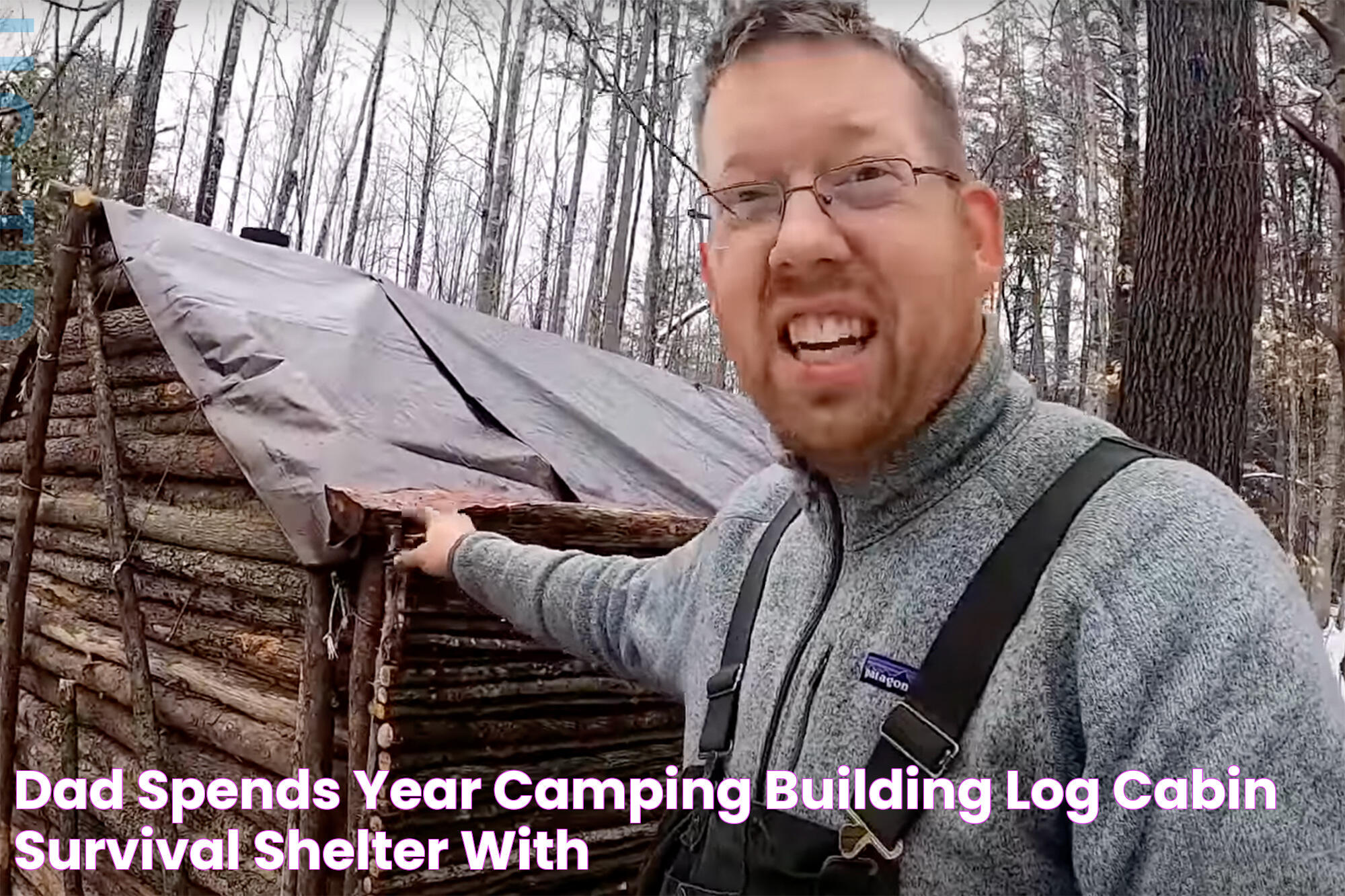 Dad spends year camping, building log cabin ‘survival shelter’ with