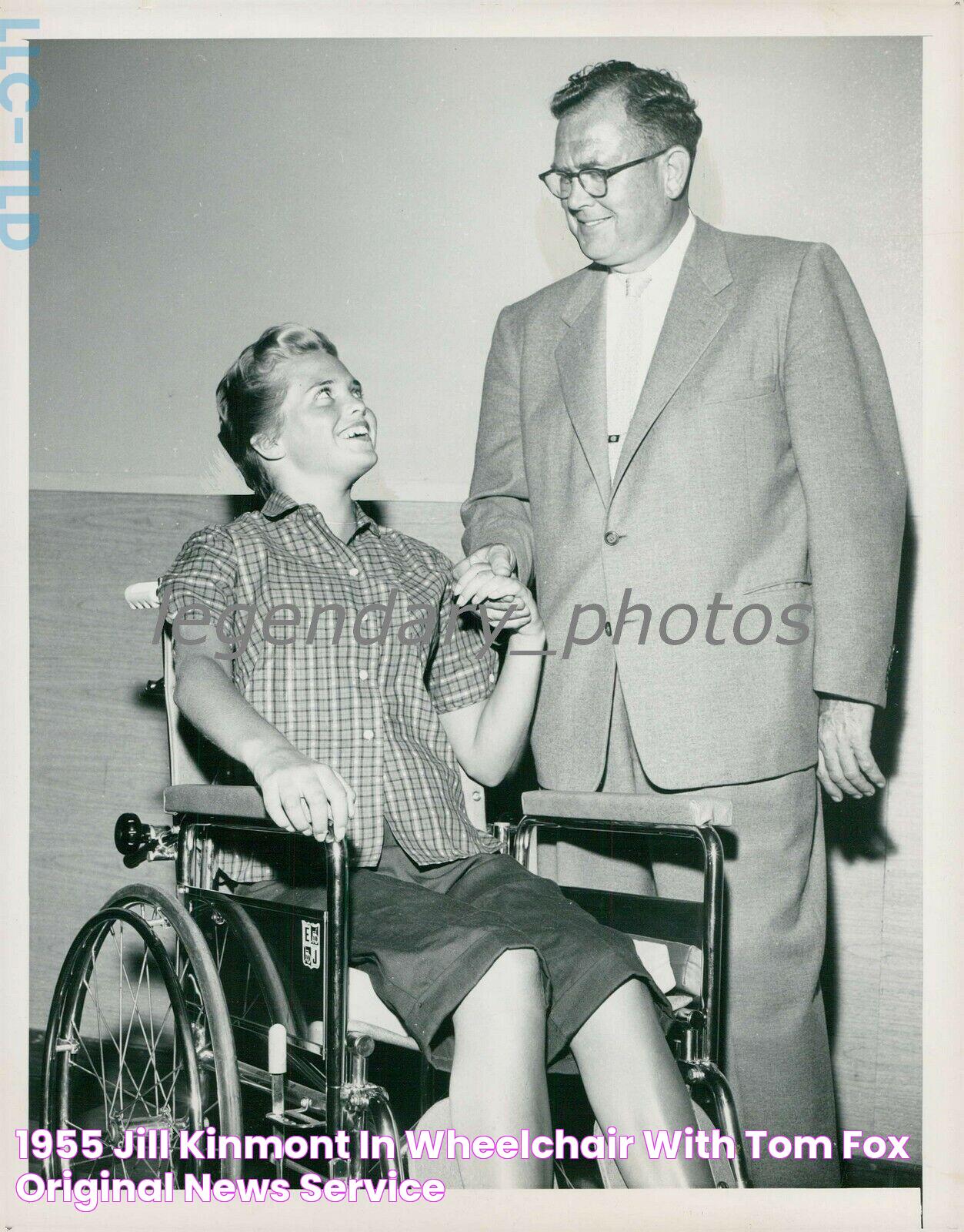 1955 Jill Kinmont in Wheelchair with Tom Fox Original News Service