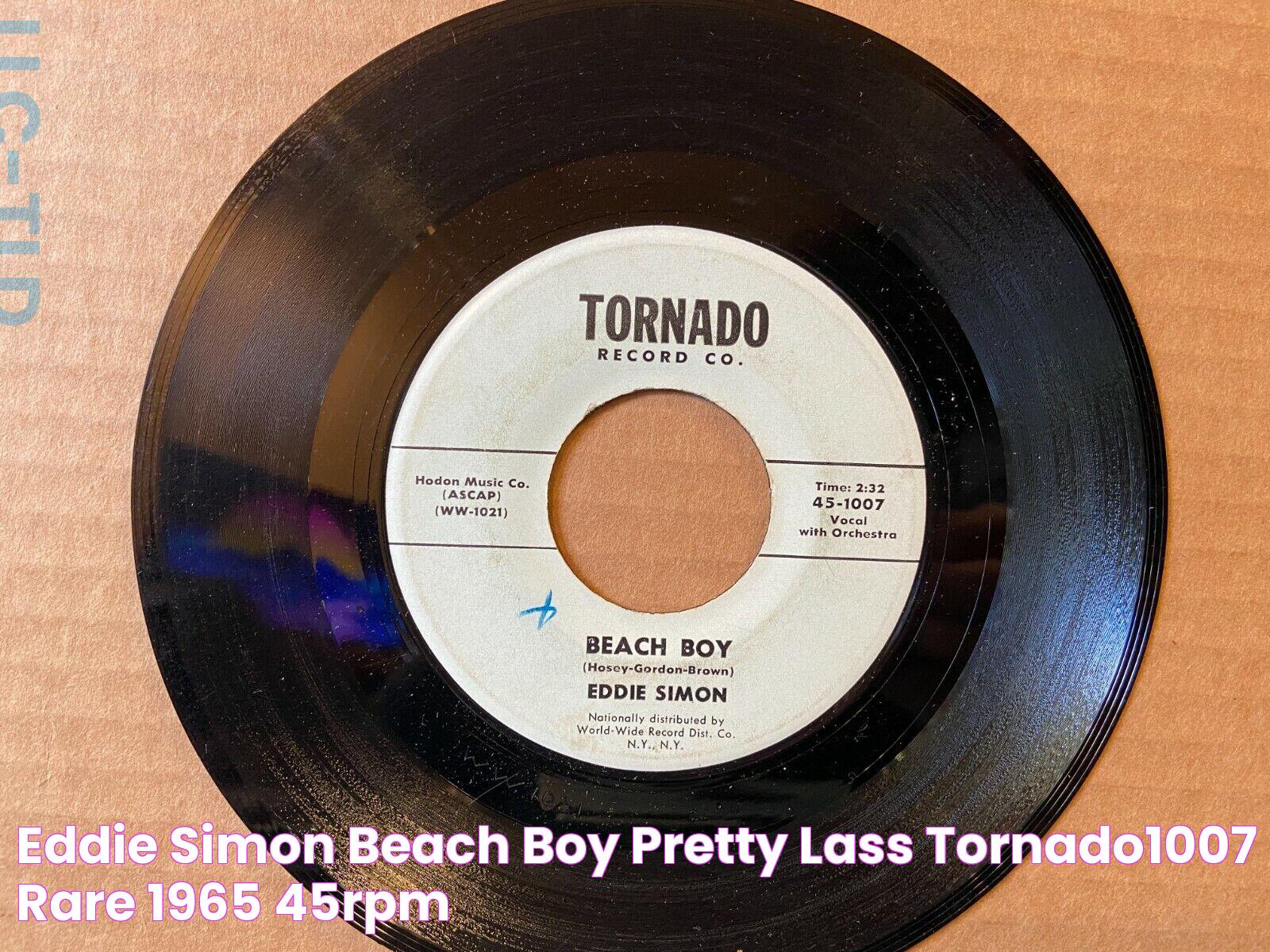 Eddie Simon BEACH BOY/ PRETTY LASS Tornado1007 Rare 1965 45rpm