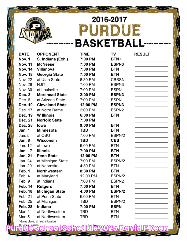 Purdue School Schedule 2025 David F Keen