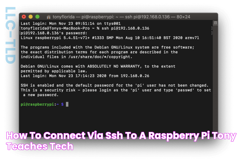 How to Connect via SSH to a Raspberry Pi Tony Teaches Tech