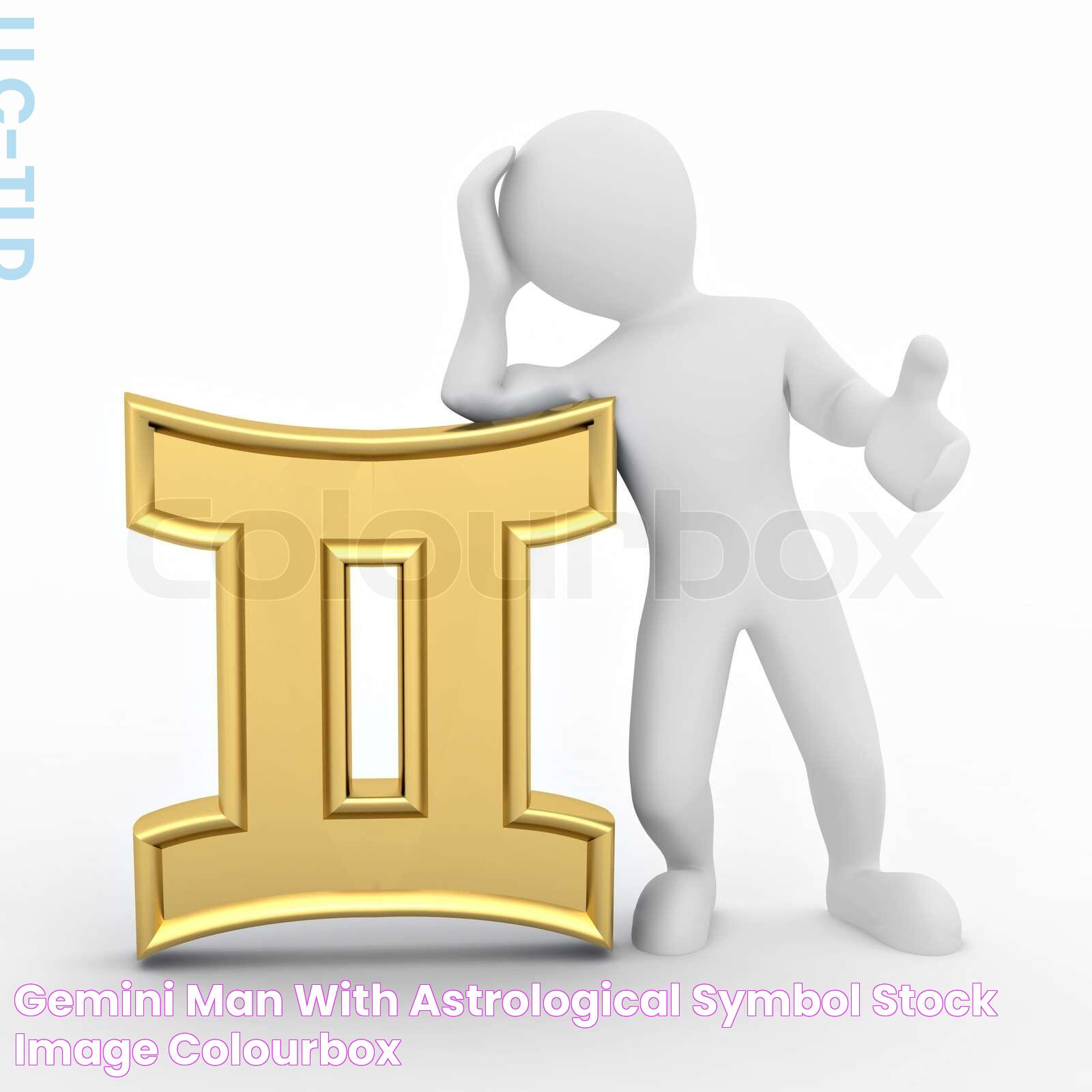 Gemini Man with astrological symbol Stock image Colourbox